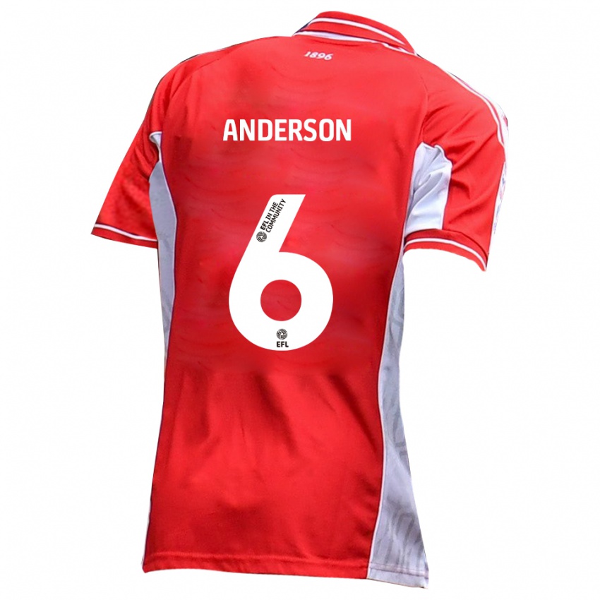 נשים מקס אנדרסון #6 אדום לבן ג'רזי ביתית 2025/26 חולצה קצרה