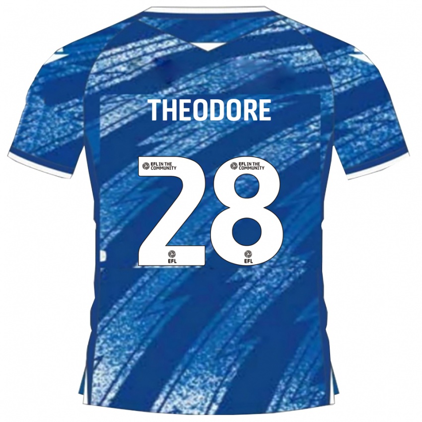 נשים Damien Theodore #28 כחול לבן ג'רזי ביתית 2025/26 חולצה קצרה