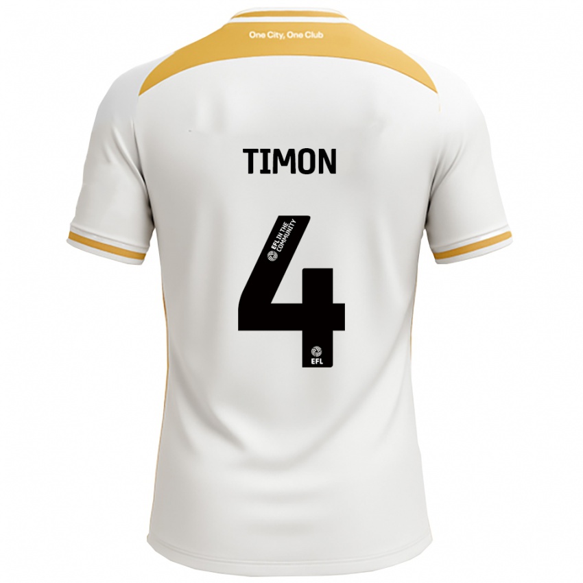 נשים Amelie Timon #4 לבן זהב ג'רזי ביתית 2025/26 חולצה קצרה