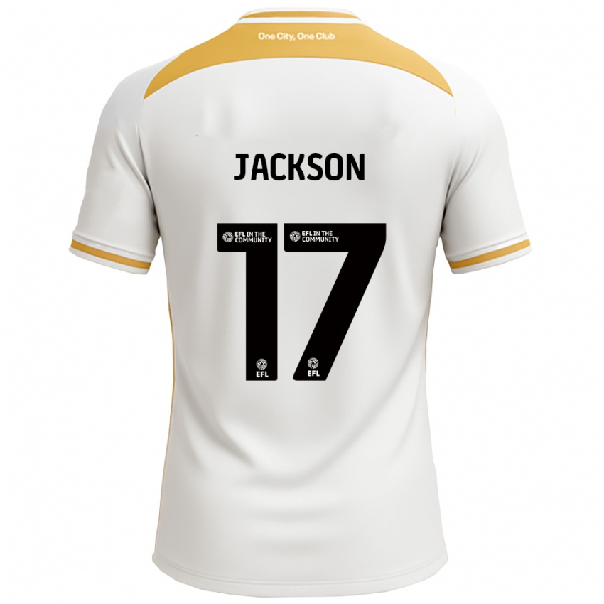 נשים Cayleigh Jackson #17 לבן זהב ג'רזי ביתית 2025/26 חולצה קצרה