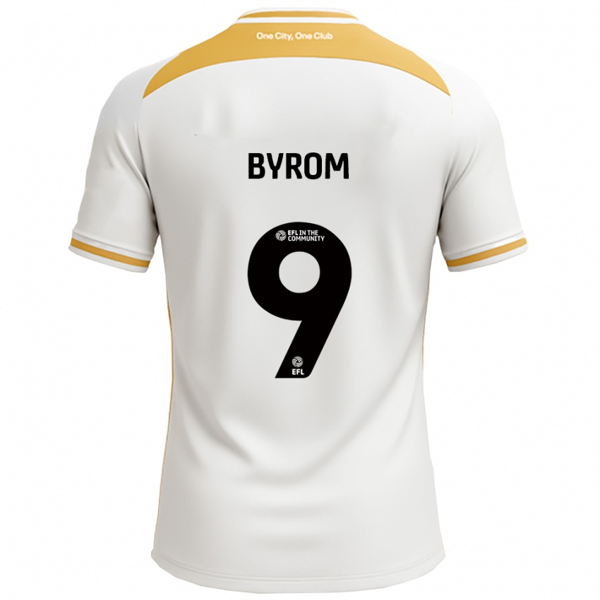 נשים Sophie Byrom #9 לבן זהב ג'רזי ביתית 2025/26 חולצה קצרה