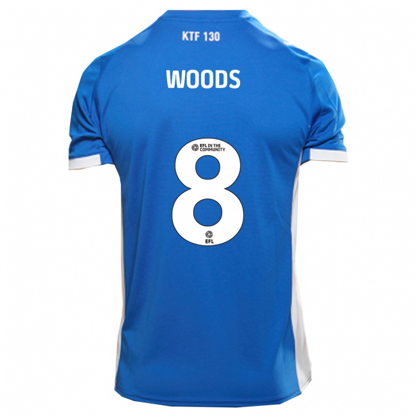 נשים ראיין וודס #8 כחול לבן ג'רזי ביתית 2025/26 חולצה קצרה