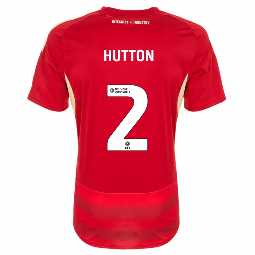 נשים Emily Hutton #2 אדום לבן ג'רזי ביתית 2025/26 חולצה קצרה