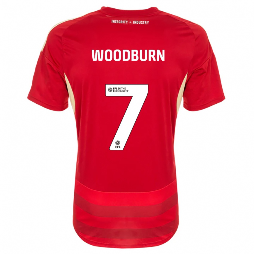 נשים בן וודברן #7 אדום לבן ג'רזי ביתית 2025/26 חולצה קצרה