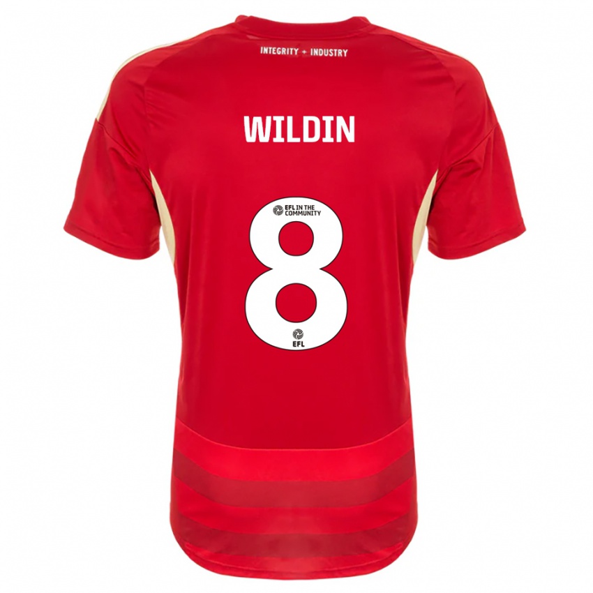 נשים Mia Wildin #8 אדום לבן ג'רזי ביתית 2025/26 חולצה קצרה