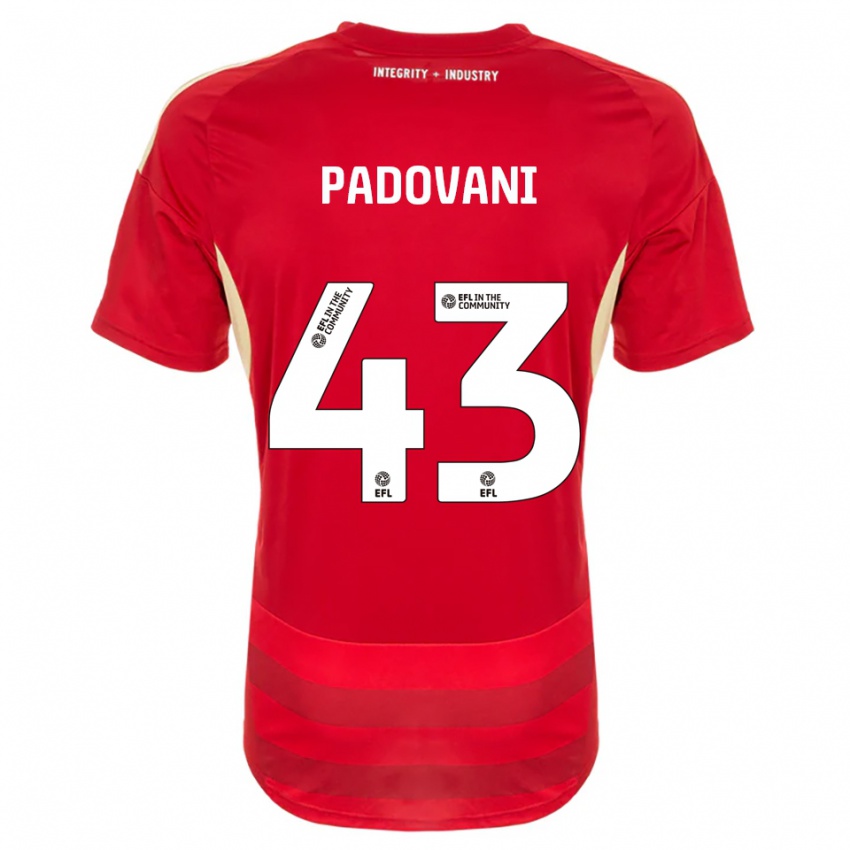 נשים ברונו פדובאני #43 אדום לבן ג'רזי ביתית 2025/26 חולצה קצרה