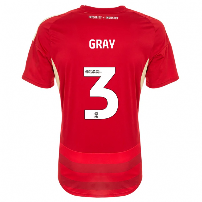 נשים Rebecca Gray #3 אדום לבן ג'רזי ביתית 2025/26 חולצה קצרה