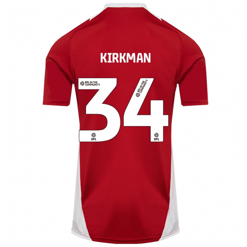 נשים בילי קירקמן #34 אדום לבן זהב ג'רזי ביתית 2025/26 חולצה קצרה