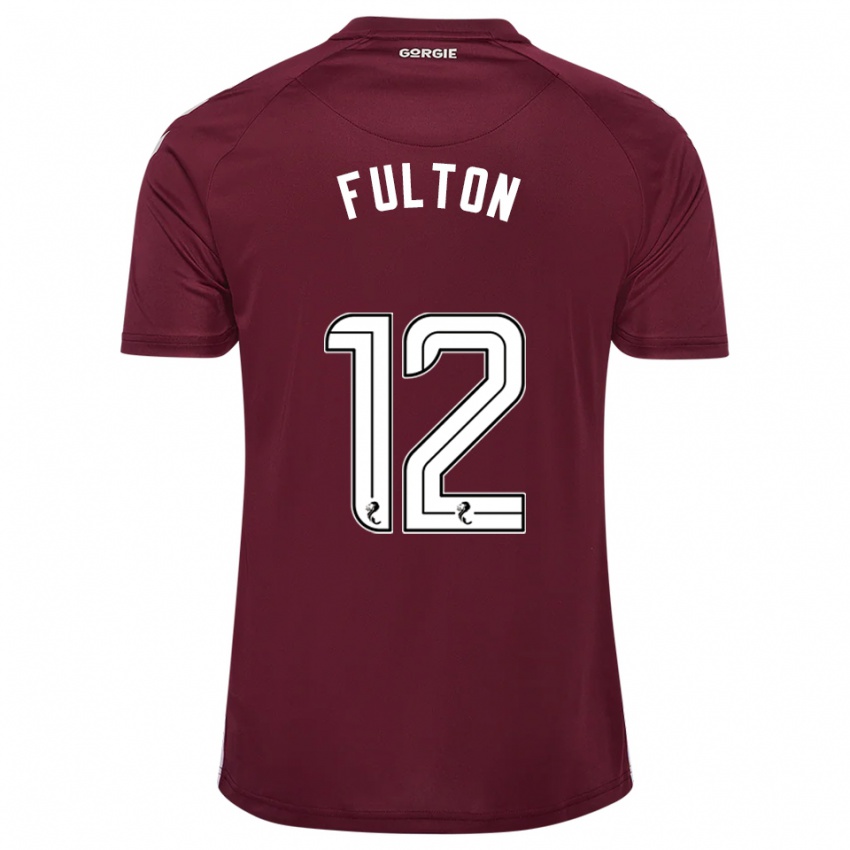 נשים ראיין פולטון #12 בורדו לבן ג'רזי ביתית 2025/26 חולצה קצרה