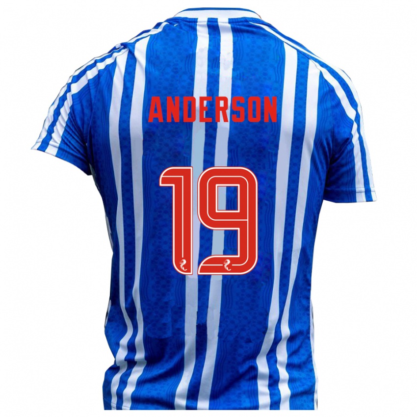 נשים Bruce Anderson #19 כחול לבן ג'רזי ביתית 2025/26 חולצה קצרה