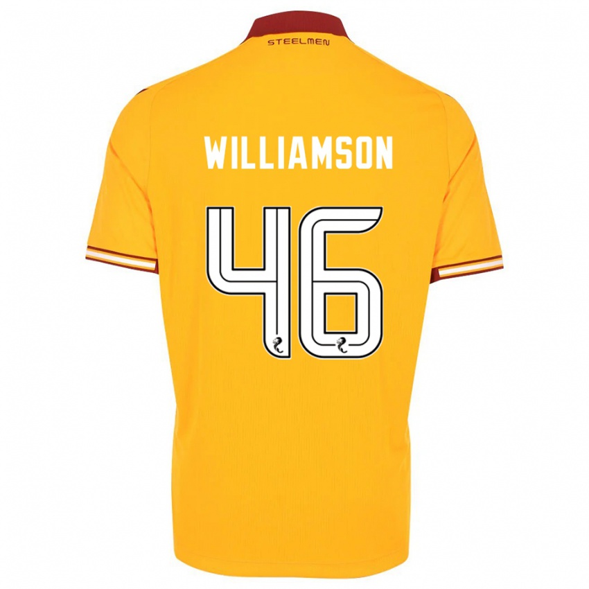 נשים Scott Williamson #46 צהוב בורדו ג'רזי ביתית 2025/26 חולצה קצרה