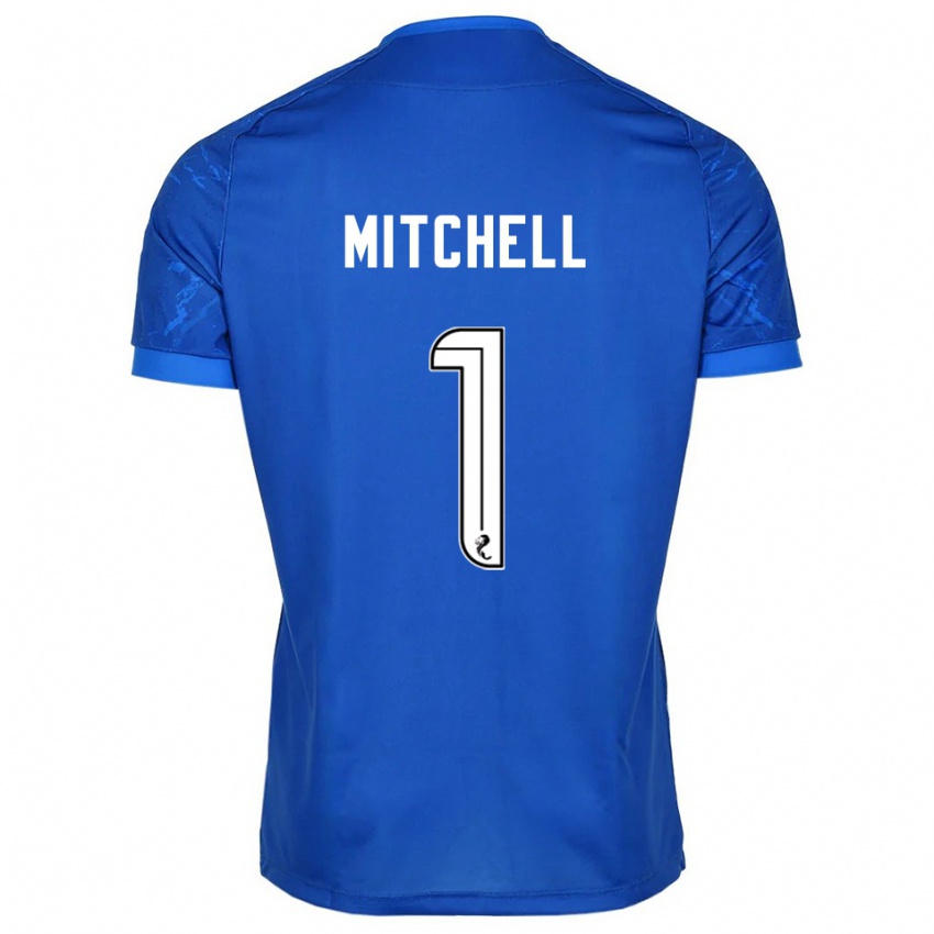 נשים Ellie Mitchell #1 כחול לבן ג'רזי ביתית 2025/26 חולצה קצרה