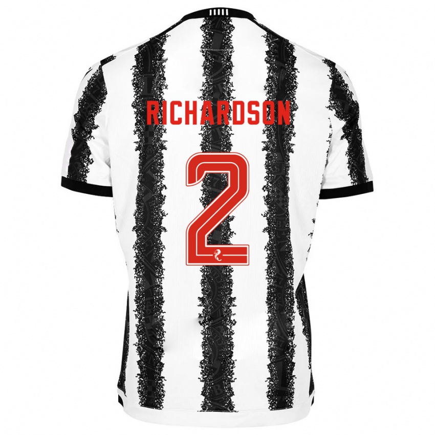 נשים ג'יידן ריצ'רדסון #2 לבן שחור ג'רזי ביתית 2025/26 חולצה קצרה