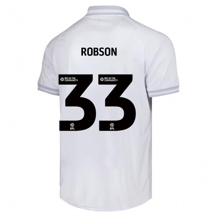 נשים Robson Woodcock #33 לבן אפור שחור הרחק ג'רזי 2025/26 חולצה קצרה