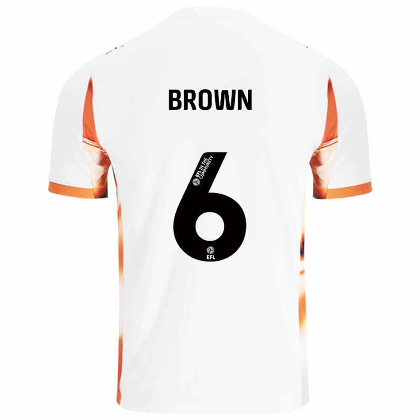 נשים Jordan Brown #6 לבן כתום שחור הרחק ג'רזי 2025/26 חולצה קצרה