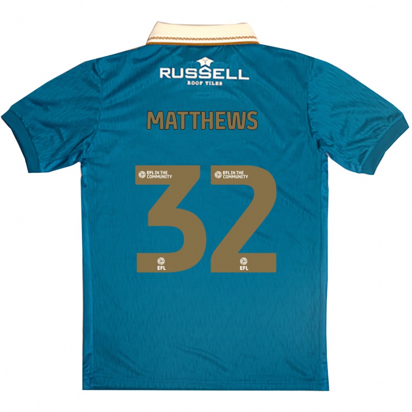 נשים Daniel Matthews #32 תכלת לבן הרחק ג'רזי 2025/26 חולצה קצרה