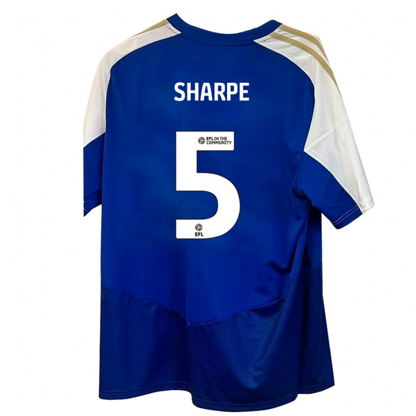 נשים Manfy Sharpe #5 כחול לבן זהב הרחק ג'רזי 2025/26 חולצה קצרה