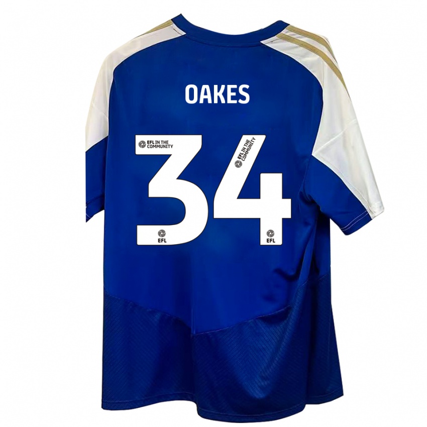 נשים Liam Oakes #34 כחול לבן זהב הרחק ג'רזי 2025/26 חולצה קצרה