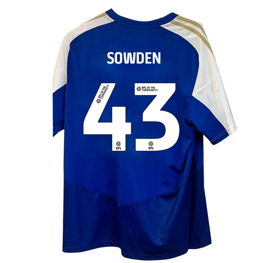 נשים Andrew Sowden #43 כחול לבן זהב הרחק ג'רזי 2025/26 חולצה קצרה