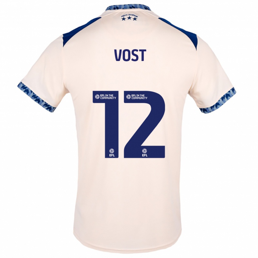 נשים Daniel Vost #12 לבן שמנת כחול נייבי הרחק ג'רזי 2025/26 חולצה קצרה