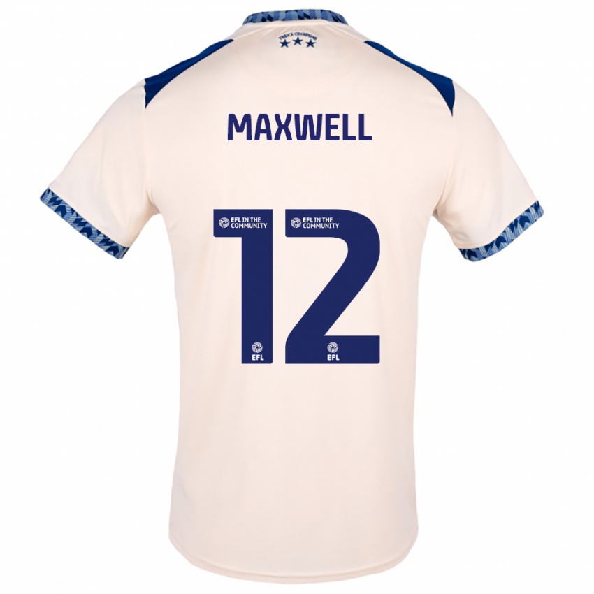 נשים כריס מקסוול #12 לבן שמנת כחול נייבי הרחק ג'רזי 2025/26 חולצה קצרה