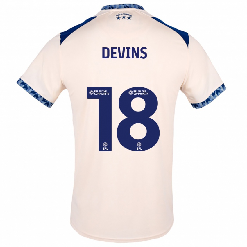 נשים Caitlin Devins #18 לבן שמנת כחול נייבי הרחק ג'רזי 2025/26 חולצה קצרה