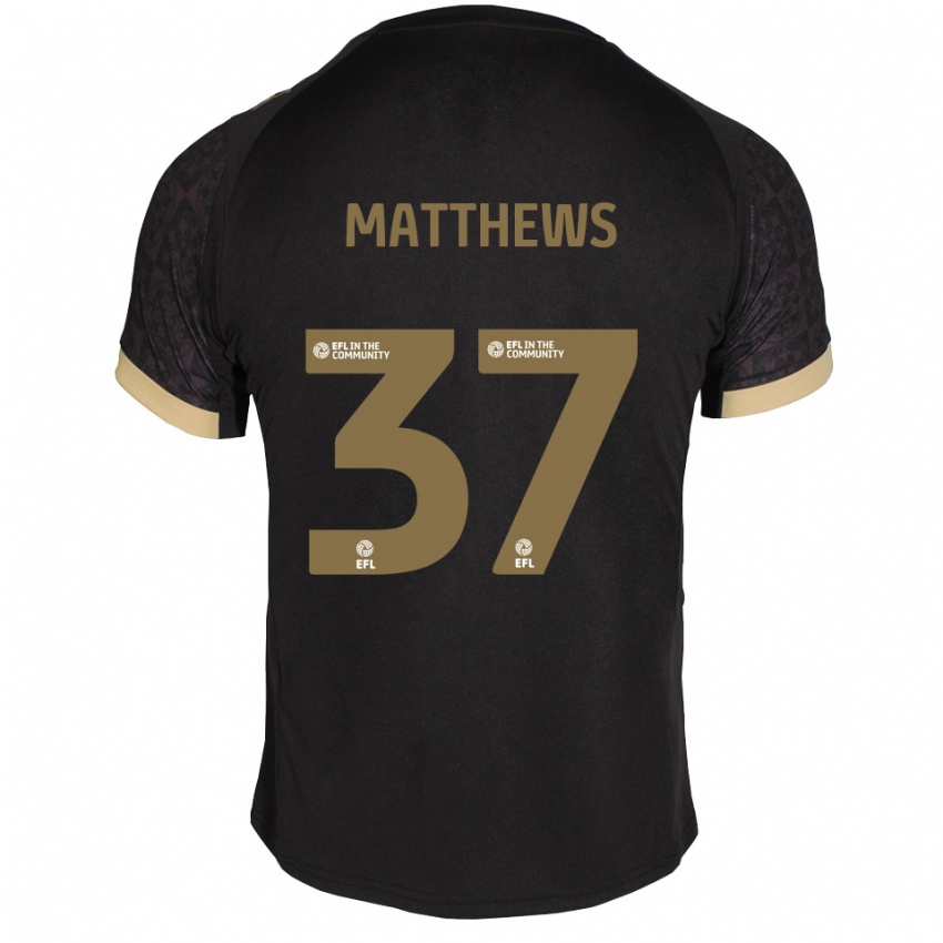 נשים ג'ק מתיוס #37 שחור זהב הרחק ג'רזי 2025/26 חולצה קצרה