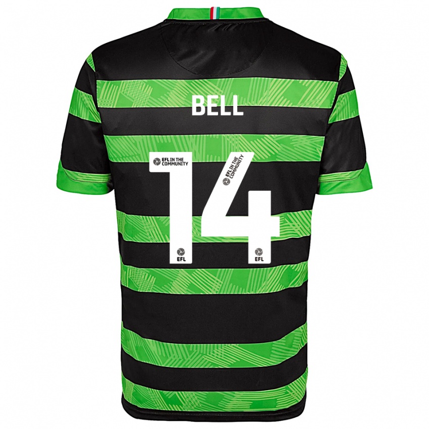 נשים Leanne Bell #14 שחור ירוק הרחק ג'רזי 2025/26 חולצה קצרה