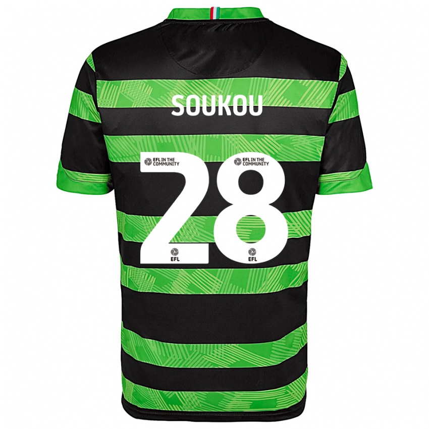 נשים Shaun Soukou #28 שחור ירוק הרחק ג'רזי 2025/26 חולצה קצרה