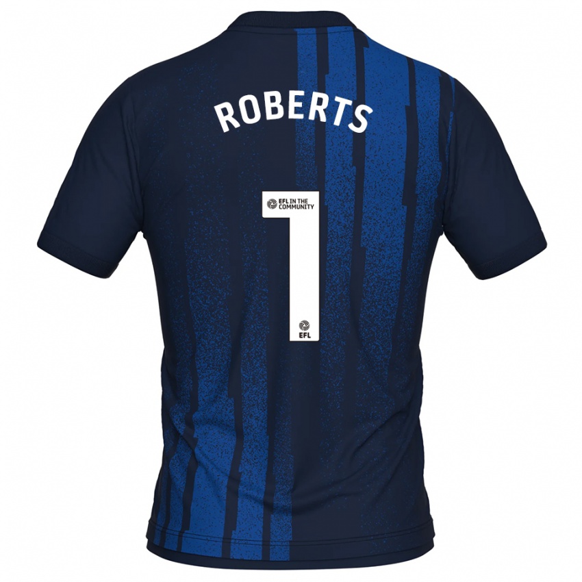נשים ליאם רוברטס #1 כחול נייבי לבן הרחק ג'רזי 2025/26 חולצה קצרה