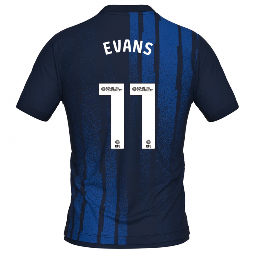 נשים Will Evans #11 כחול נייבי לבן הרחק ג'רזי 2025/26 חולצה קצרה