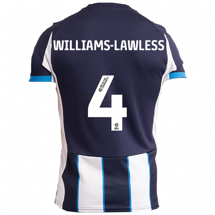 נשים John Williams-Lawless #4 לבן כחול נייבי הרחק ג'רזי 2025/26 חולצה קצרה