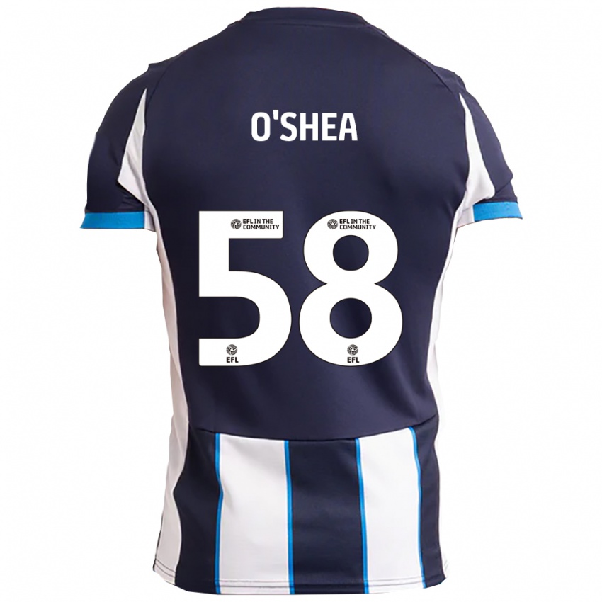 נשים Cian O'shea #58 לבן כחול נייבי הרחק ג'רזי 2025/26 חולצה קצרה