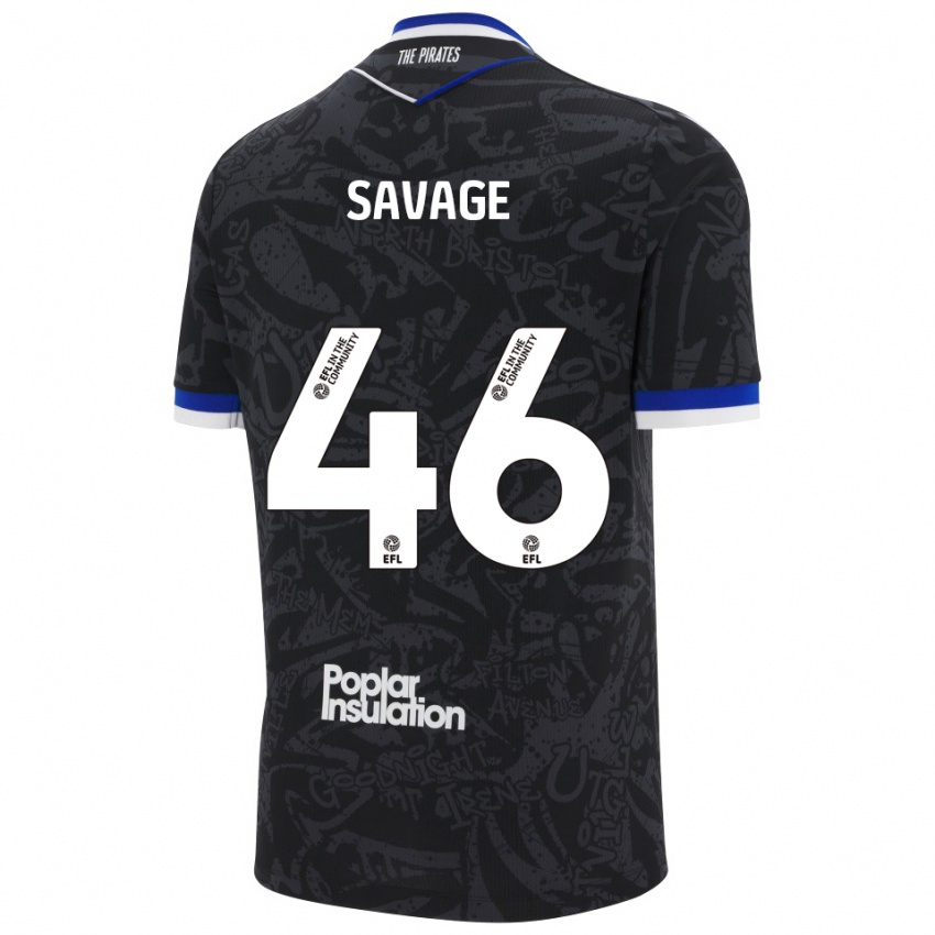 נשים Taelan Savage #46 שחור לבן הרחק ג'רזי 2025/26 חולצה קצרה