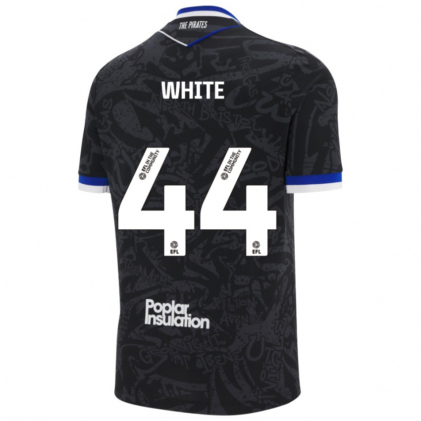 נשים Charlie White #44 שחור לבן הרחק ג'רזי 2025/26 חולצה קצרה