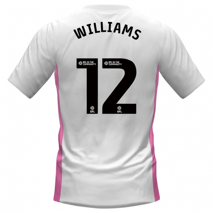 נשים Tyrone Williams #12 לבן אדום הרחק ג'רזי 2025/26 חולצה קצרה