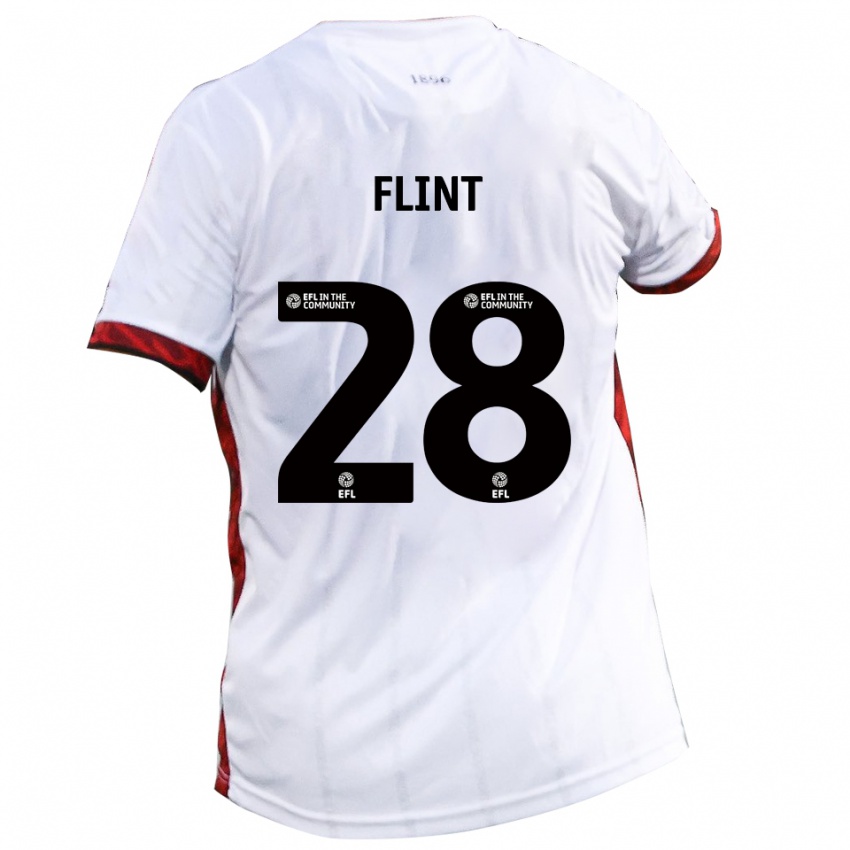 נשים ג'וש פלינט #28 לבן אדום שחור הרחק ג'רזי 2025/26 חולצה קצרה