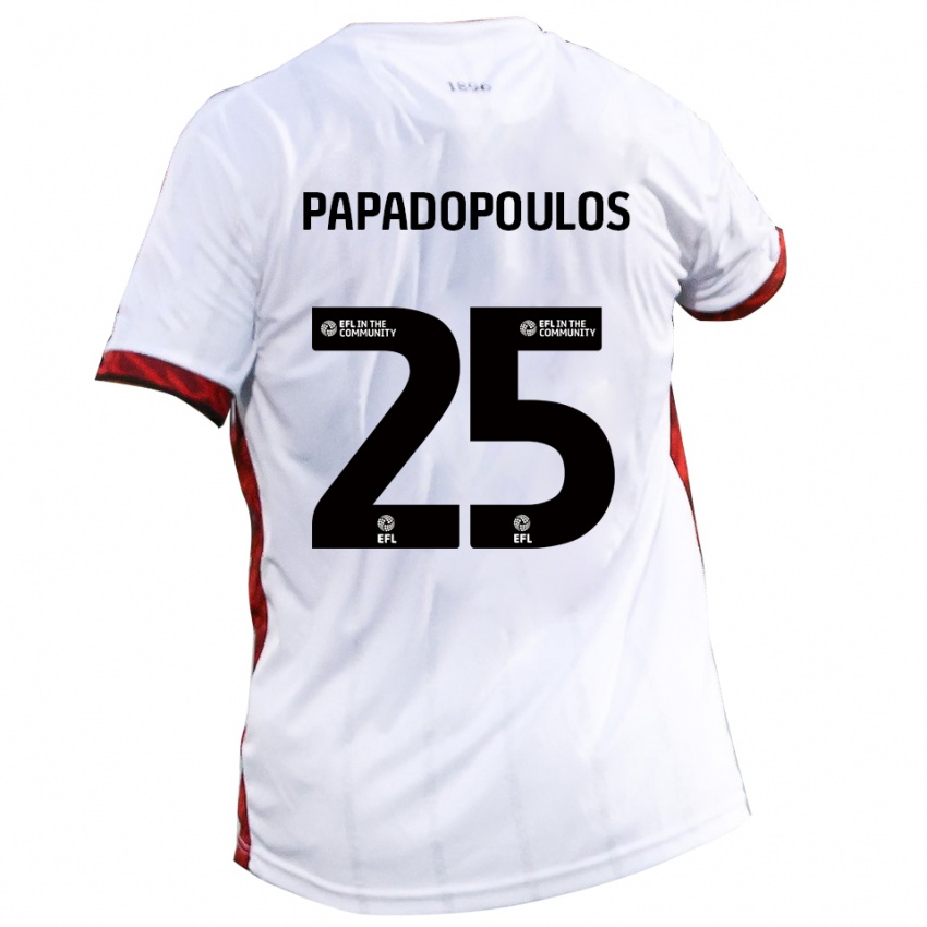 נשים אנטוני פאפאדופולוס #25 לבן אדום שחור הרחק ג'רזי 2025/26 חולצה קצרה