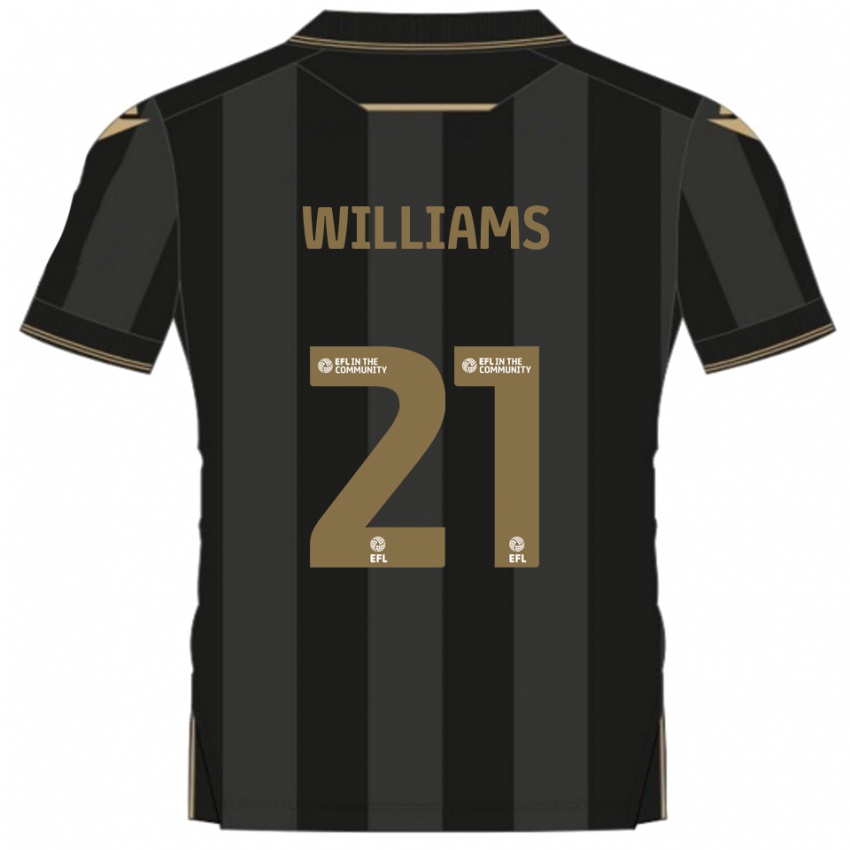 נשים יואן וויליאמס #21 שחור זהב הרחק ג'רזי 2025/26 חולצה קצרה