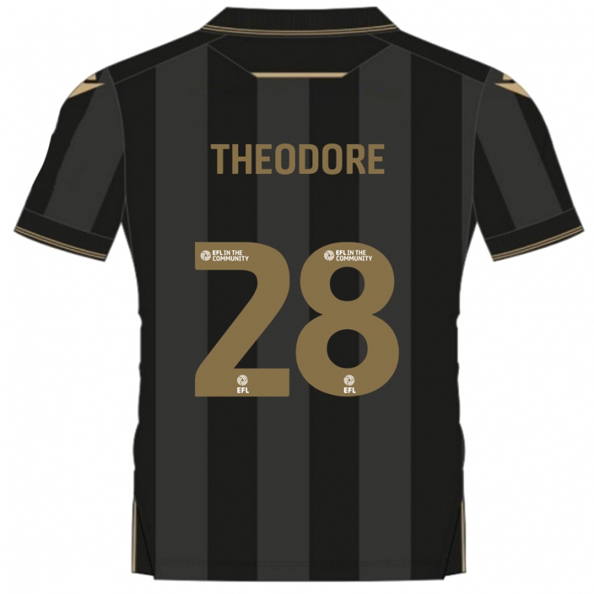 נשים Damien Theodore #28 שחור זהב הרחק ג'רזי 2025/26 חולצה קצרה