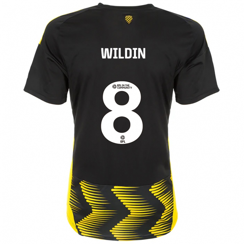 נשים Mia Wildin #8 שחור צהוב הרחק ג'רזי 2025/26 חולצה קצרה