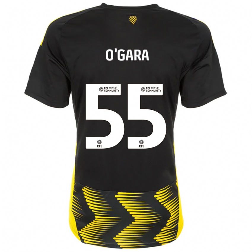 נשים Harry O'gara #55 שחור צהוב הרחק ג'רזי 2025/26 חולצה קצרה