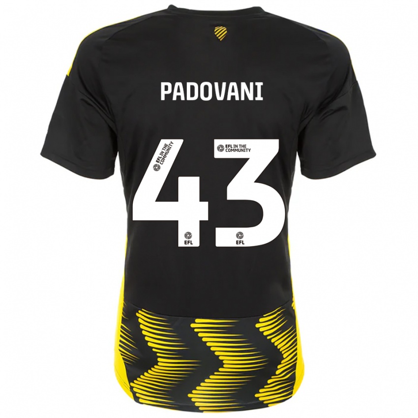 נשים ברונו פדובאני #43 שחור צהוב הרחק ג'רזי 2025/26 חולצה קצרה