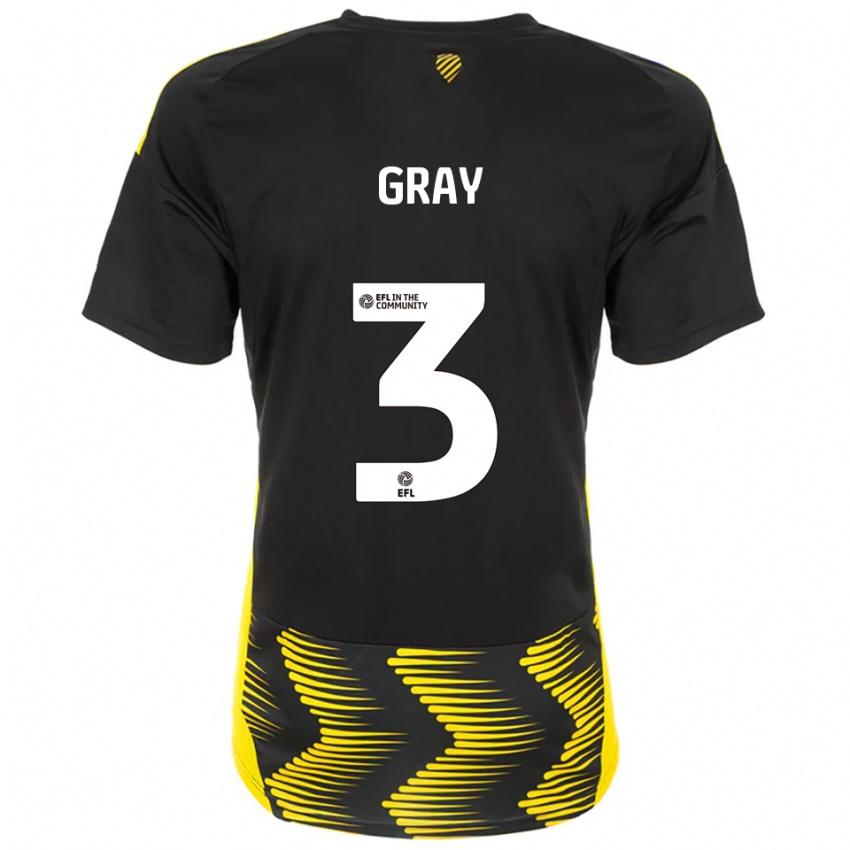 נשים Rebecca Gray #3 שחור צהוב הרחק ג'רזי 2025/26 חולצה קצרה