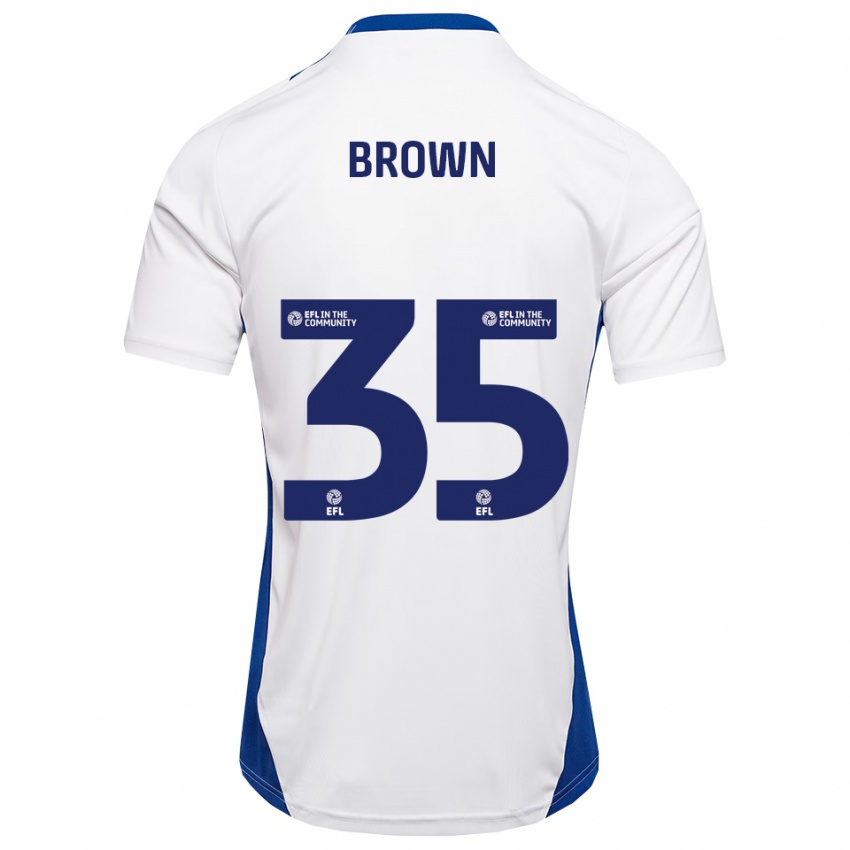 נשים Jaxon Brown #35 לבן כחול הרחק ג'רזי 2025/26 חולצה קצרה