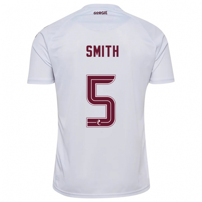 נשים Lucas Smith #5 לבן בורדו הרחק ג'רזי 2025/26 חולצה קצרה