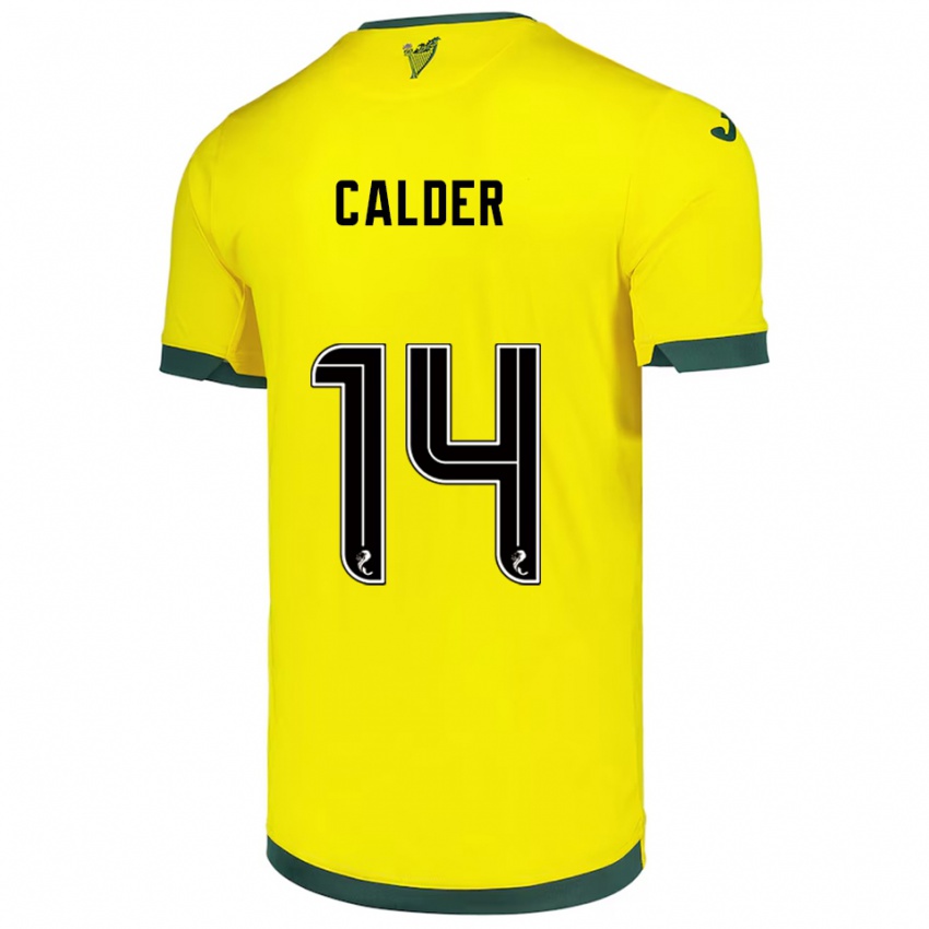 נשים אוון קאלדר #14 צהוב ירוק הרחק ג'רזי 2025/26 חולצה קצרה