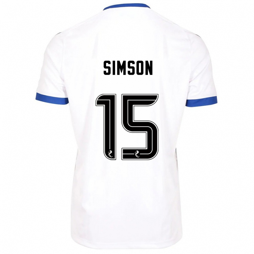 נשים Steffi Simson #15 לבן כחול הרחק ג'רזי 2025/26 חולצה קצרה