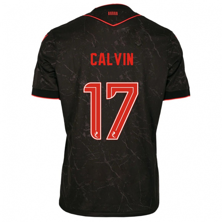 נשים Jalmaro Calvin #17 שחור אדום הרחק ג'רזי 2025/26 חולצה קצרה