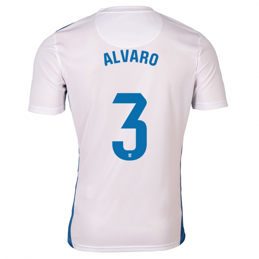 ילדים אלבארו גונסאלס סוברון #3 לבן כחול ג'רזי ביתית 2025/26 חולצה קצרה